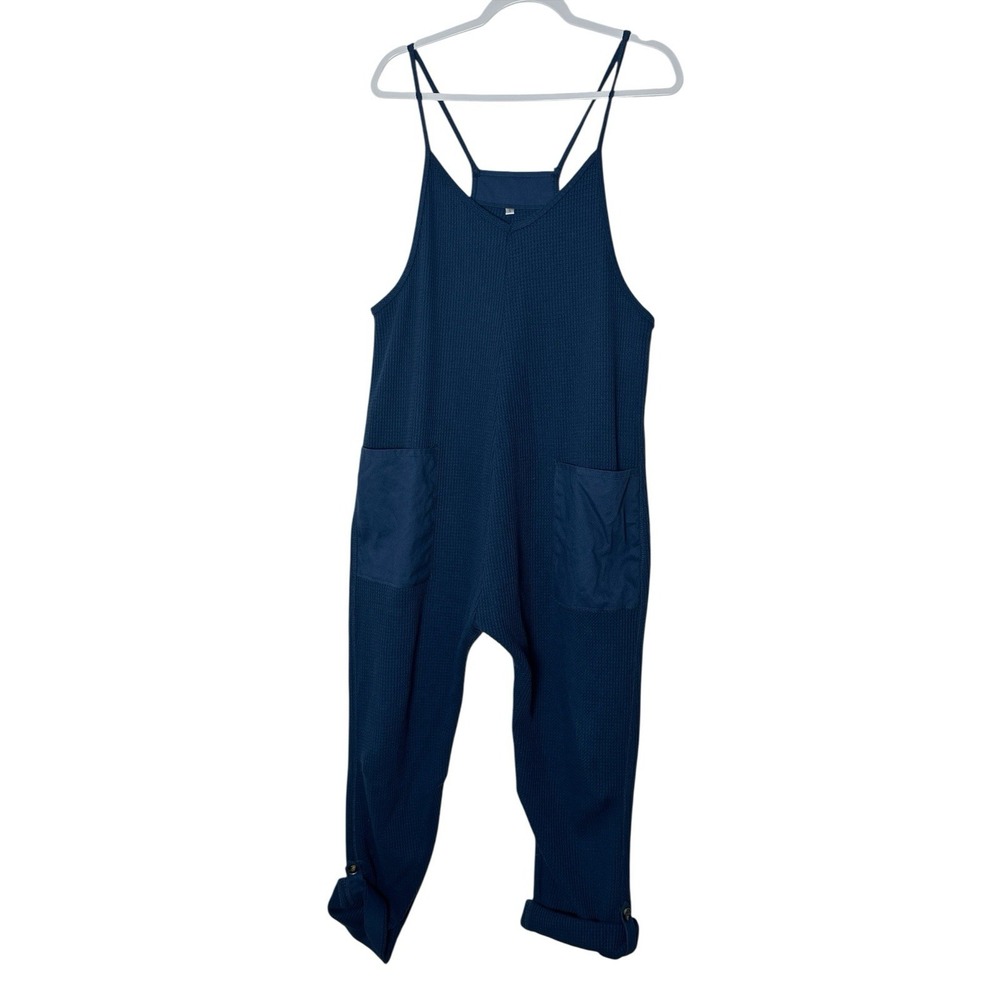 Unbranded Jumpsuit Women's Small Waffle Pockets Oversized Stretch Baggy